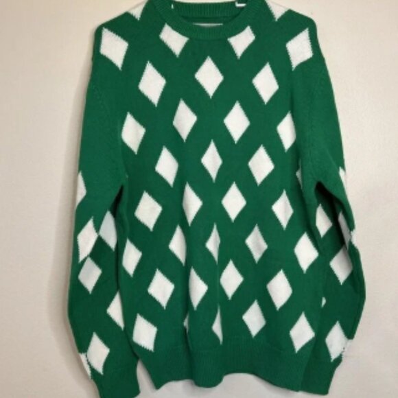 Bogey Boy Golf Sweater Men's L Rhombus Diamond Sweater Green NWT - Picture 1 of 6